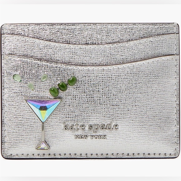 kate spade Handbags - Kate Spade Shaken Not Stirred Embellished
Metallic Card Holder NWT